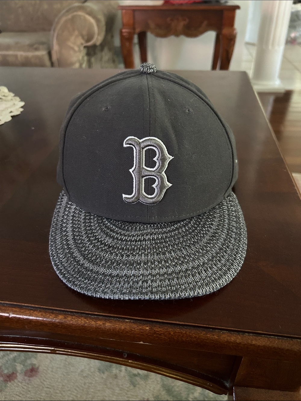 New Era Black Hat with Gray Knit Brim